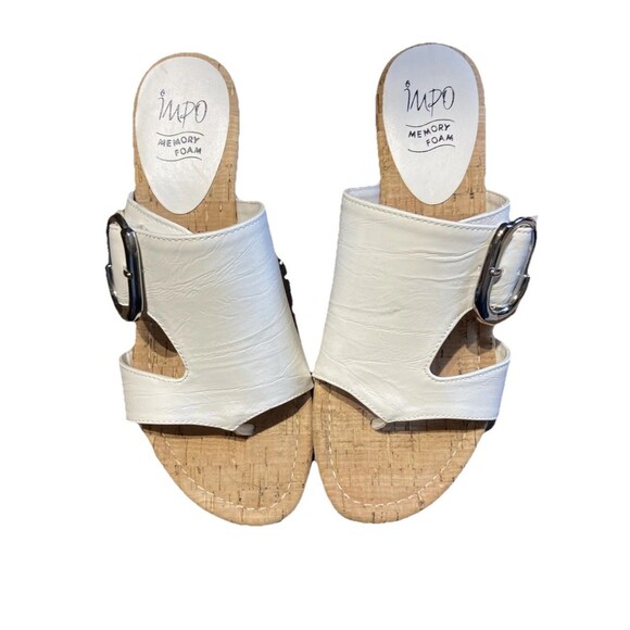 Impo White Wedge Slide Sandals Size 6 - Picture 1 of 7
